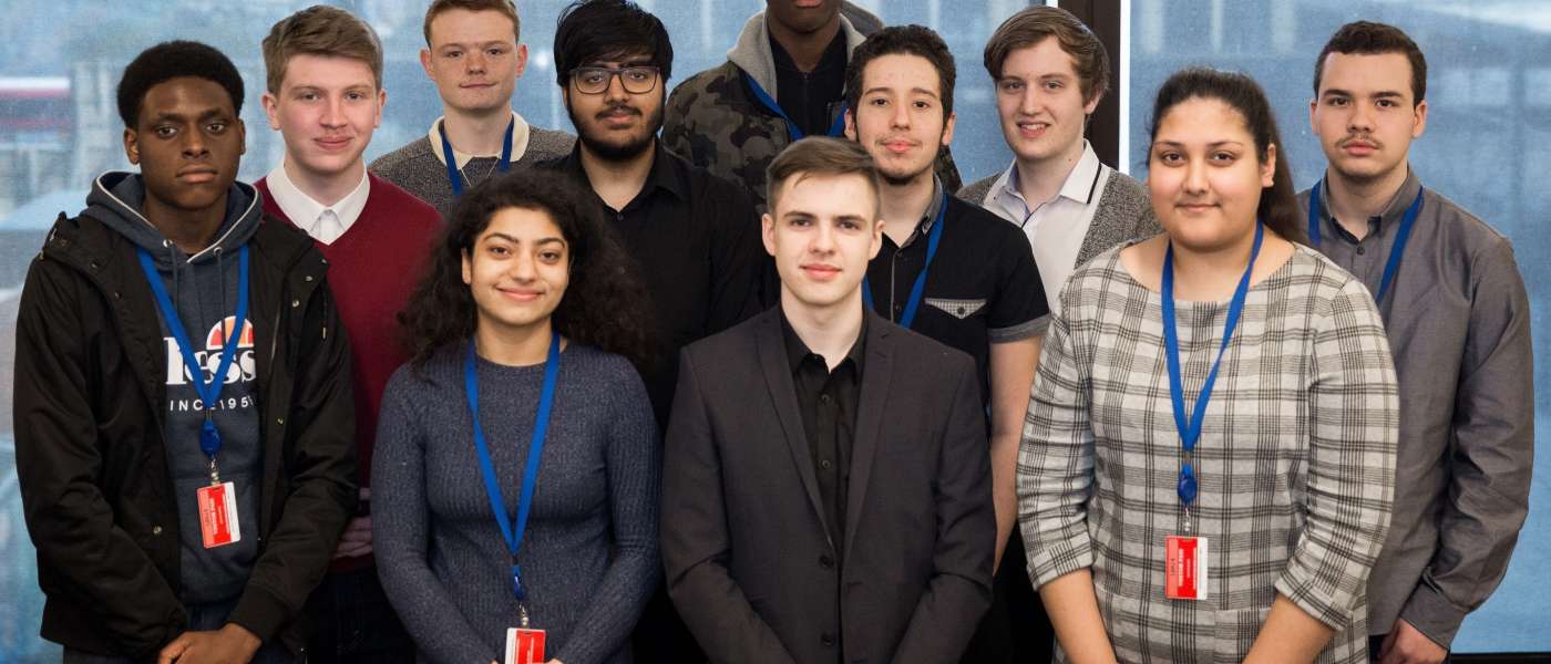 Students who took part in the aws comic relief project inc student bhushita jolly who was awarded a special individual prize front row second from left