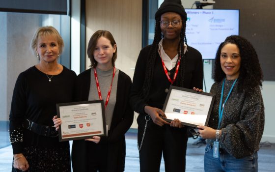 Career college students sophie habberley left and precious serwaa kusi who were both named as one of the winners in the first round of a competition