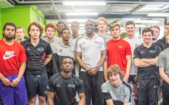Jj jegede with the group of barking dagenham college sports students medium res cropped for website