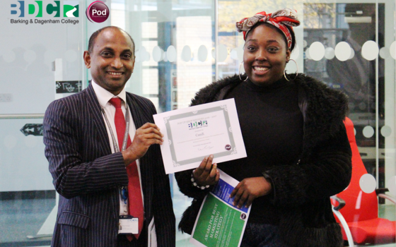 Sweet success for candi shop shelby asante 18 from newham with wijay pitumpe the college s chief finance enterprise officer