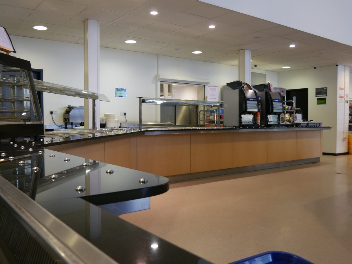 Food counters in the refectory at Rush Green Campus