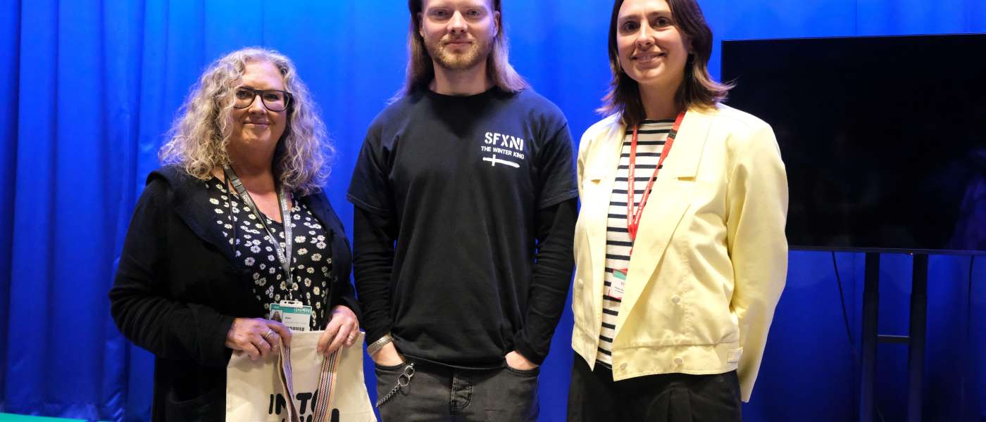 Into Film workshop l r Katie Morgan James Everett and Olivia Neilson