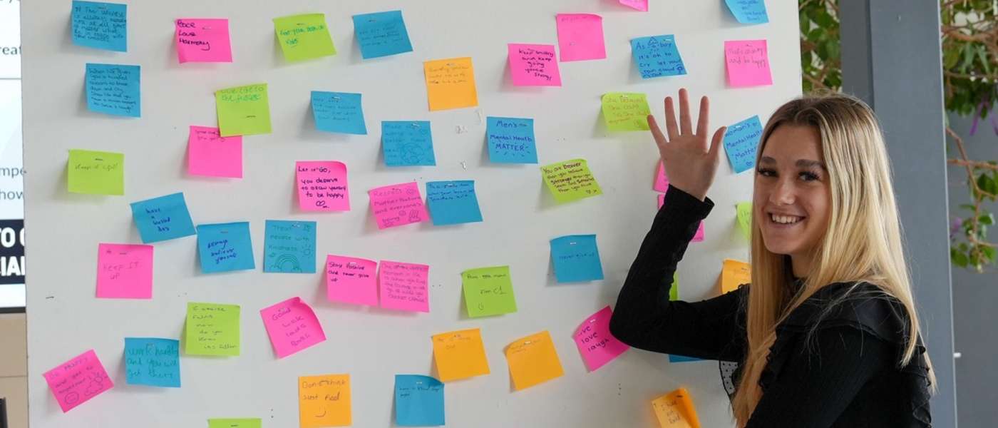 College breaks mental health stigma College board full of positive messages with Kayleigh Heron Enrichment Assistant at Barking Dagenham College