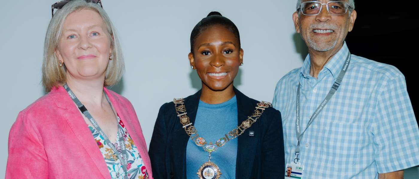 Councillor Princess Bright With Princpial Natalie Davison and Chair of Governors Andy Forbes