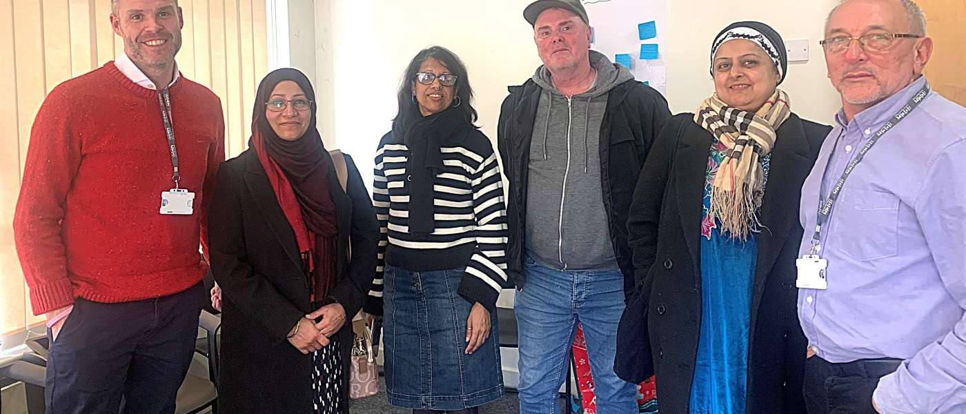 The apprenticeships team at Barking Dagenham College gave a talk to over 50s at Braking Job centre Lewis Spencer far left and Steve Earle far right