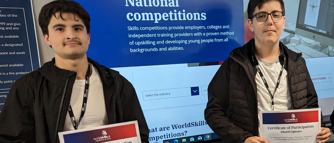 Two local IT students have taken part in World Skills National Qualifiers held at Barking Dagenham College to be named the best IT Support Technician