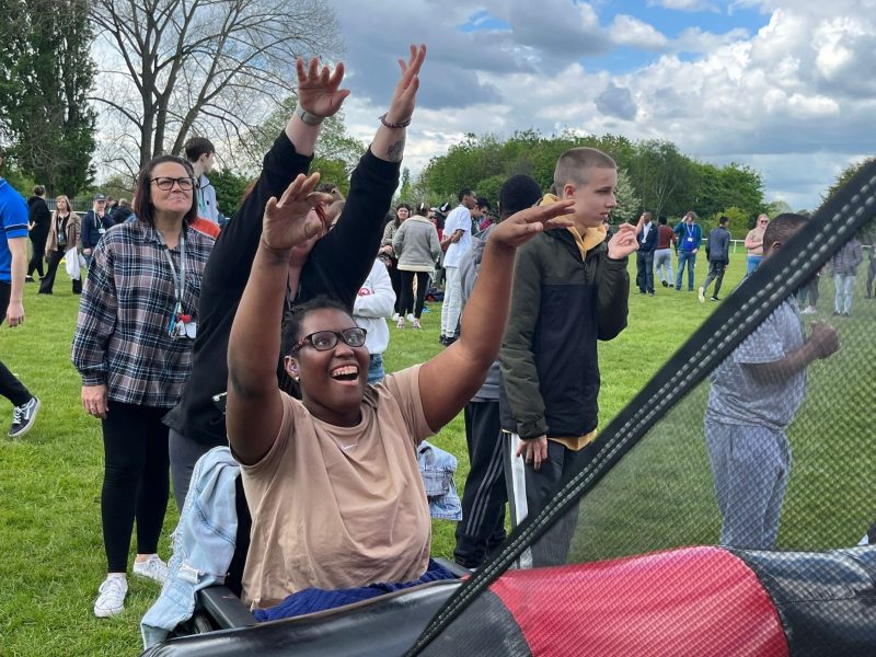 120 young people enjoyed free fun day activities including inflatable penalty shoot outs inflatable goals and other outdoor activities organised by student sport ambassadors