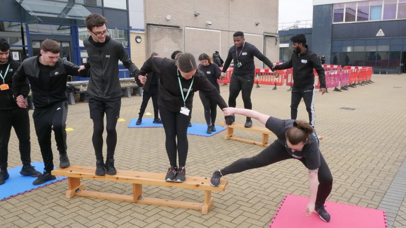 Protective services students had fun taking part in an outdoor problem solving activity during The Skills Show