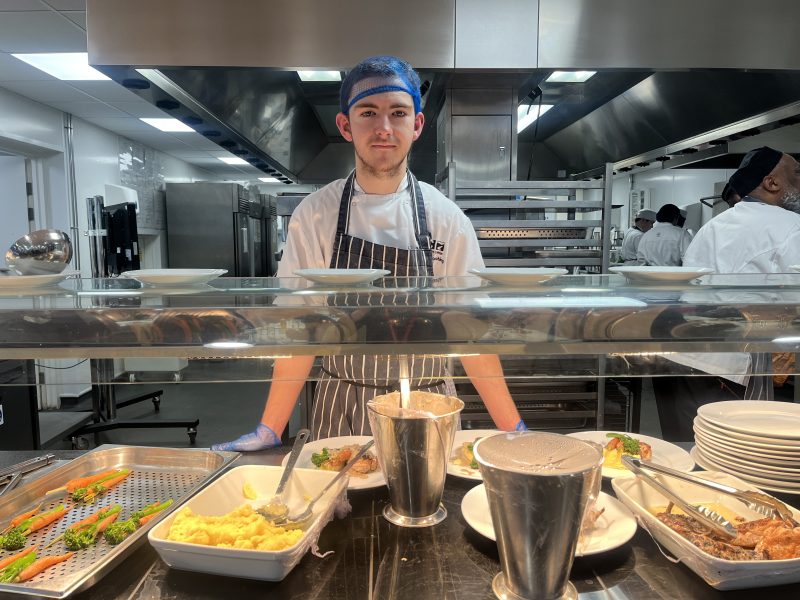 Tyler Brisley Keating 18 was part of a team of students who cooked and served a two course meal to 63 guests