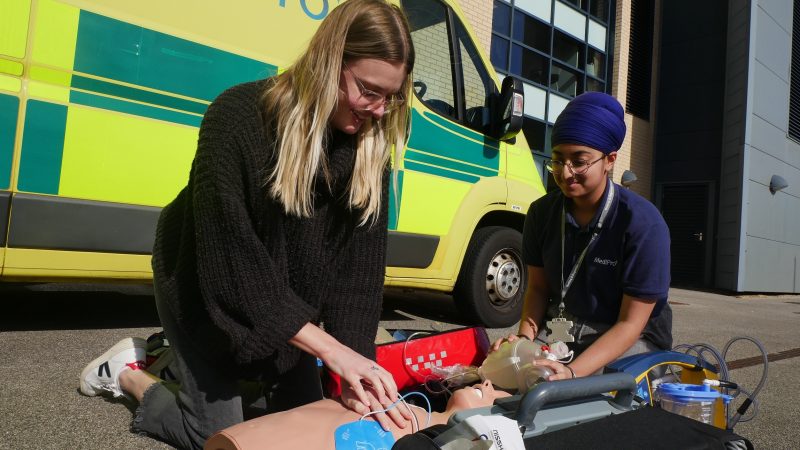 Ambulance apprentice Jamie Brough with Paramedic tutor Pooja Kaur