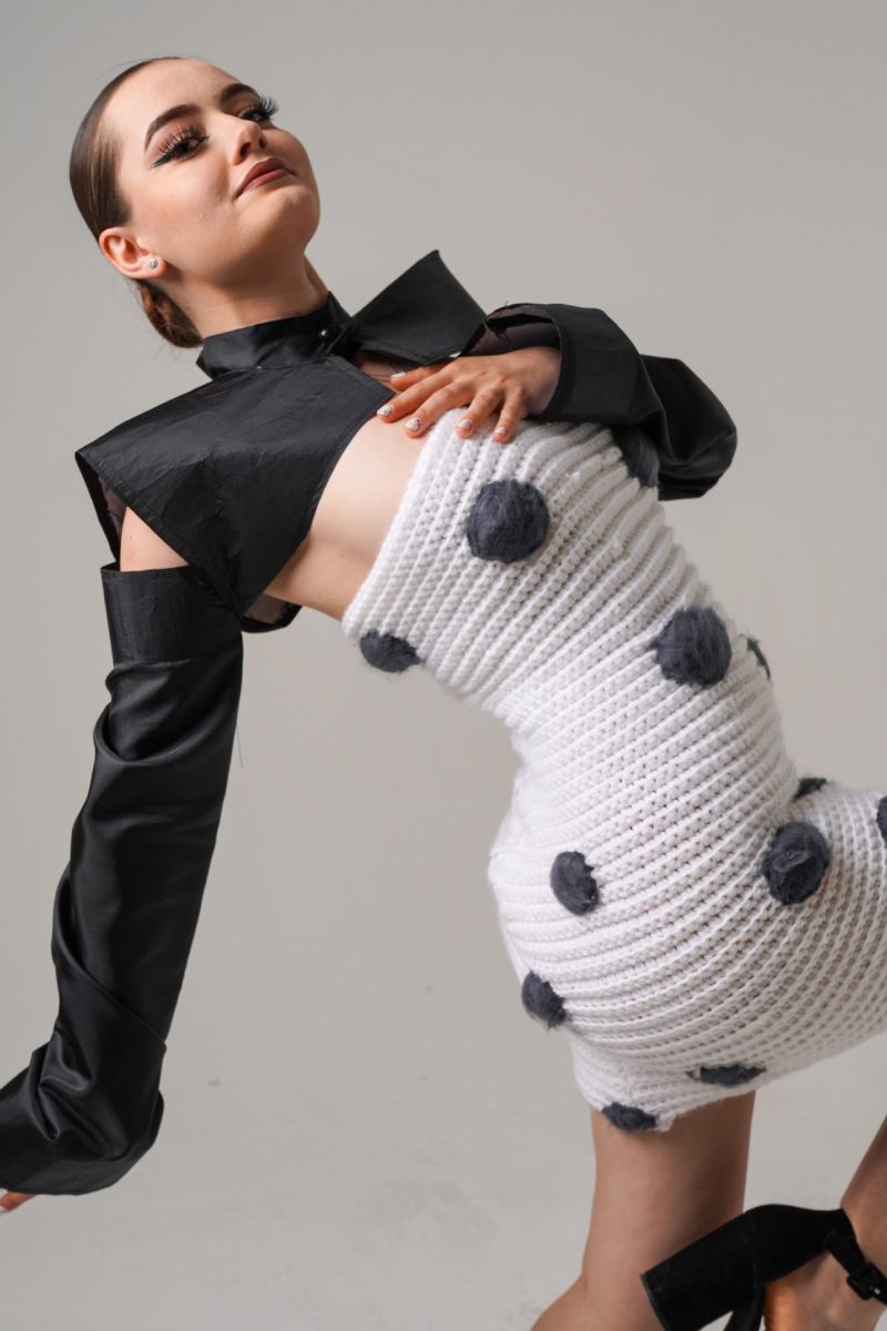 An outfit designed and made by Isaac Getachew Valldeperas, a 1st year fashion and textiles student