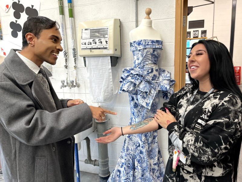 BDC alumnus Hayden Williams finds out fashion lecturer Kayla Hassan has a tattoo of his illustration of Rihanna