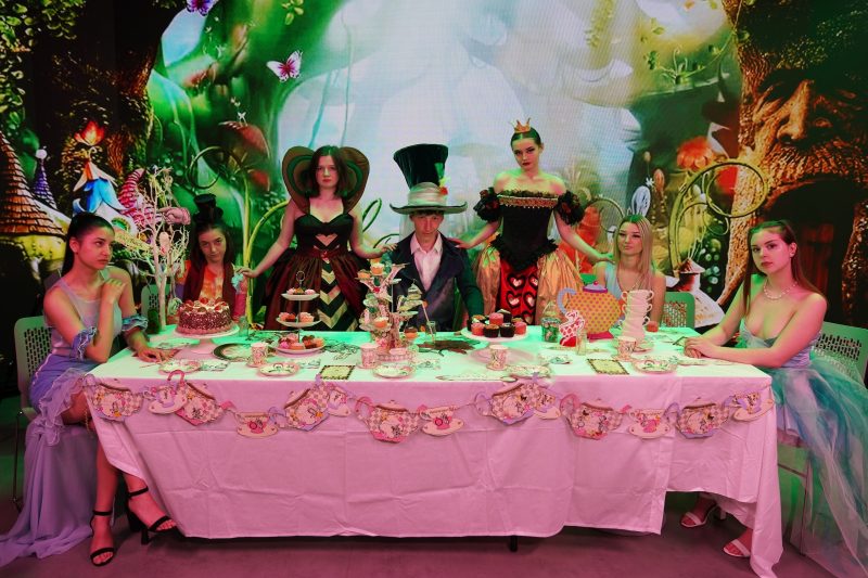 BTEC level 3 fashion and textile students created a Mad Hatters Tea Party