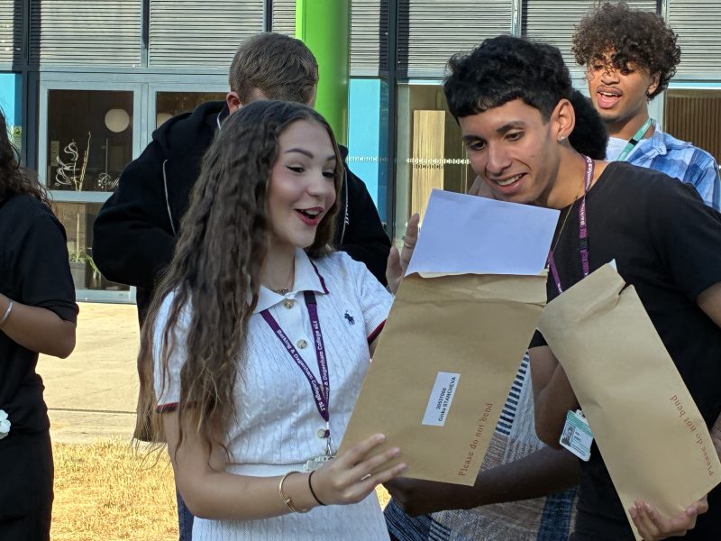 Gina Stancheva left celebrates DDD with Dylan Upegui for her BTEC in Art Design Practice Fashion at Barking Dagenham College 13th August 2026