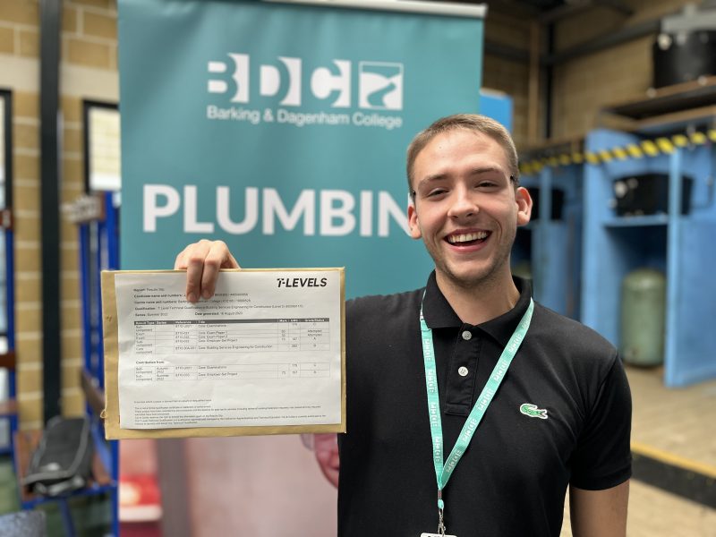 Jamie Mc Carthy T level in Plumbing at the East London Institute of Technology