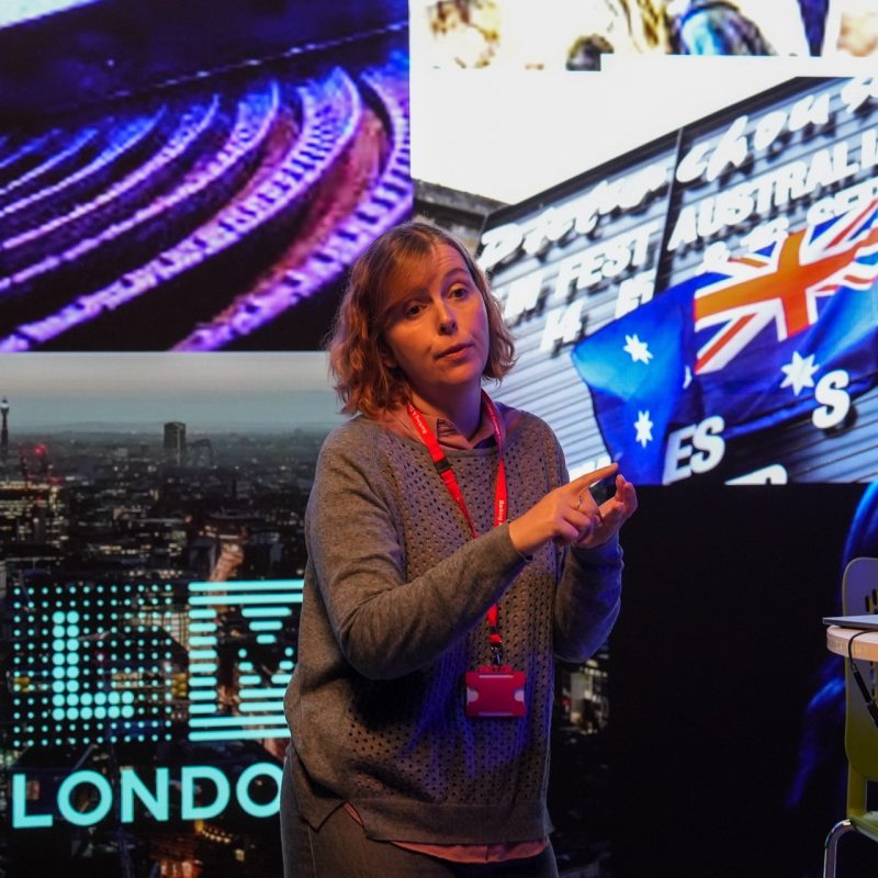 Moira Mc Vean talking to students at the East London Institute of Technology