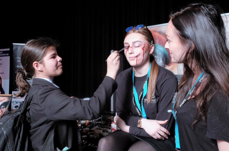 Monica Marques De Gouveia 14 from Romford was delighted to be shown media make up techniques by Danielle Everitt at the Film Barking and Dagenham careers event 2