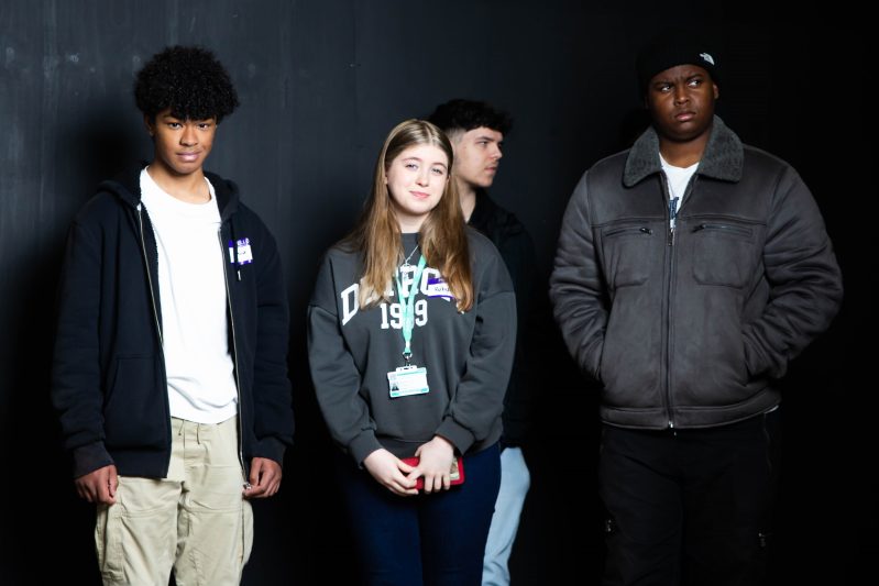 Photography student Ruby Bambridge centre front learnt about lighting for film at the Illumination Weekend