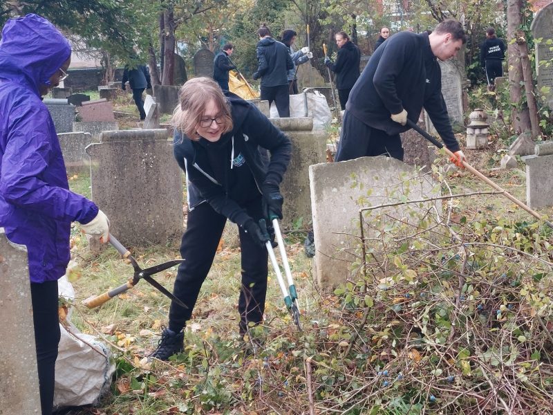 Students help local church with conservation work Picture 2 From left to right Melissa Bernadette Wairama Charlotte Yates Caleb Pleasats Wright