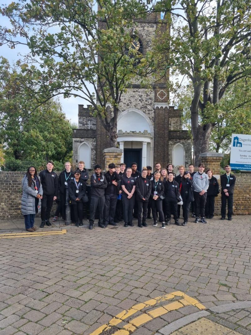Students help local church with conservation work Picture 4 The Public services students at the Remembrance Services on 11th Nov 2022 with their Tutor Gwen E