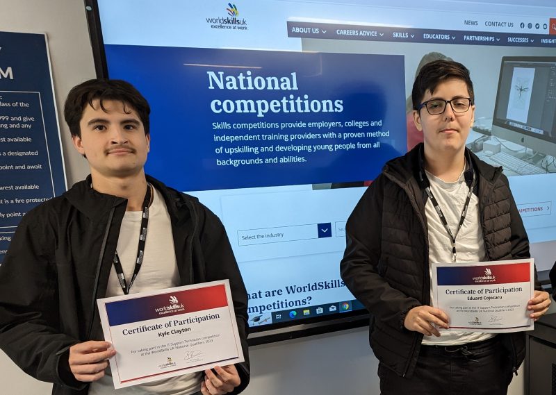 Two local IT students have taken part in World Skills National Qualifiers held at Barking Dagenham College to be named the best IT Support Technician