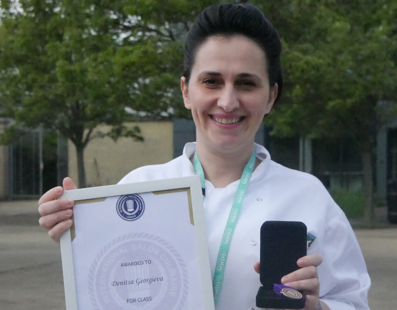 Cropped Denitsa Georgieva a food studies student won a bronze medal for her baking skills in a national culinary competition