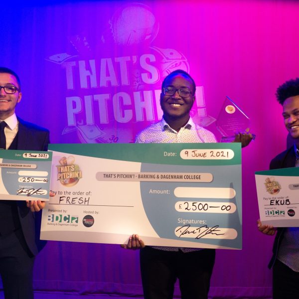 Thats Pitchin winner of the 500 prize 19 year old Stephen Annan Junior from Dagenham a business studies student with runners up Ezana Tedla and Thomas Cooper