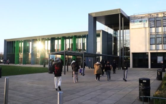 Barking and Dagenham College - Rush Green Campus - students walking into college