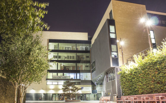 Technical Skills Academy outside of building at night