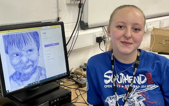 Edit First year art and design student Leia Brown pictured from Dagenham has sold her biro drawing of her brother for The National Brain Appeal
