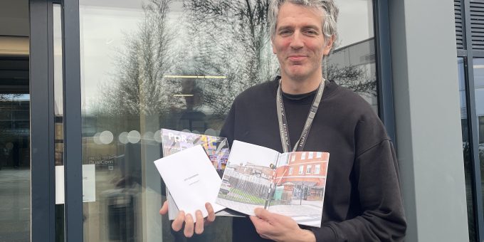 David Bennett with his new photobook outside Barking Dagenham College