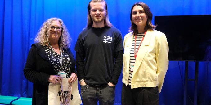 Into Film workshop l r Katie Morgan James Everett and Olivia Neilson