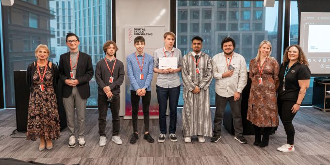 Keaton Kennedy third from left winning Self Discovery Best Reflection Award whilst he was a student at Barking Dagenham College