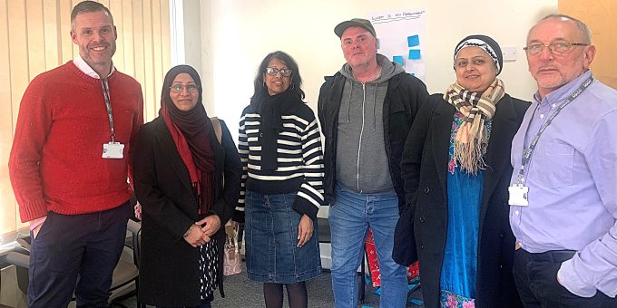 The apprenticeships team at Barking Dagenham College gave a talk to over 50s at Braking Job centre Lewis Spencer far left and Steve Earle far right